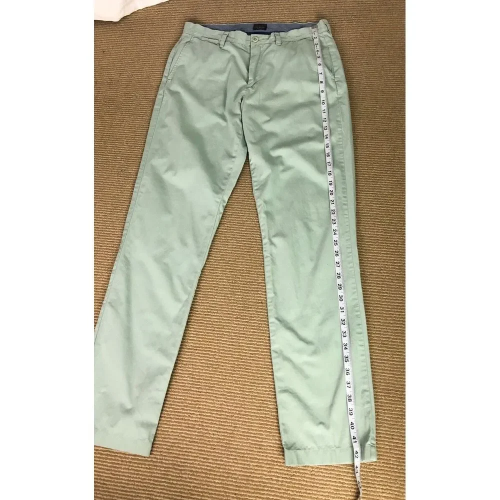 J. Crew Mens stretch Lightweight Cotton Chino‎ Pants 32/34 Green